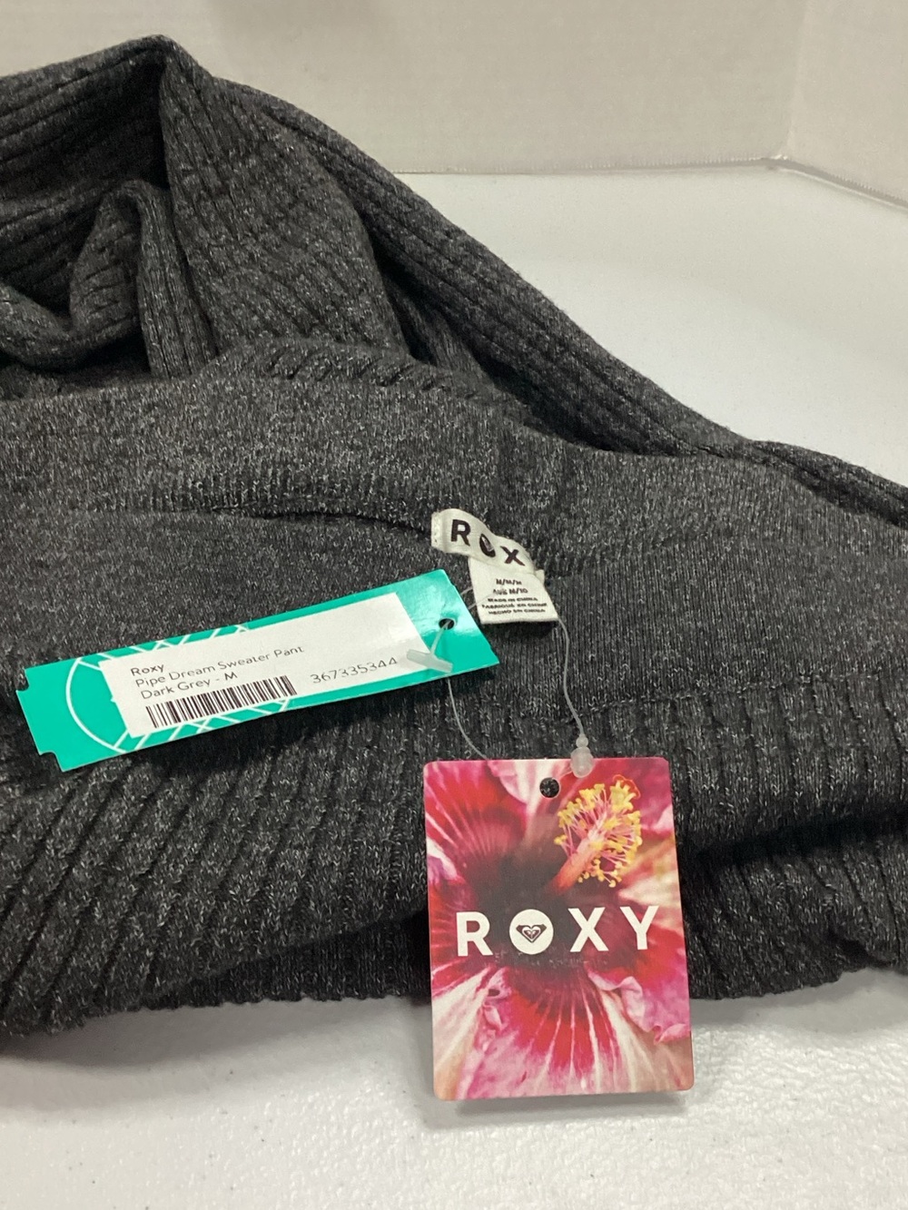 Roxy Charcoal Ribbed Cowl Neck Sweater pants